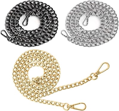Handtas ketting set van 3, metalen schouderband, modieuze tasaccessoires, zilveren draagriem, veelzijdige tas ketting