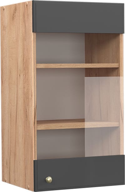 Vicco Fame-Line Glazen keukenkast – 40 cm Antraciet-goud