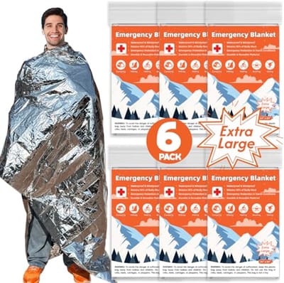 6 Stuks Thermische Nooddeken - Extra Grote Mylar Dekens voor Overleven en Camping - Ruimtedeken en Lichaamswarmerdeken