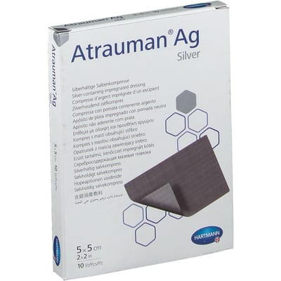Hartmann - Atrauman AG - zilverhoudend zalfkompres - steriel 5 x 5cm