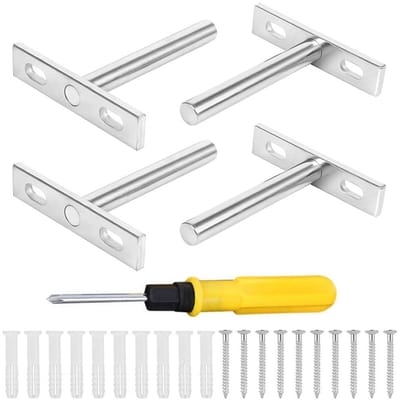 Dailygoods- Plankdragers Onzichtbaar - 4 Stuks - Koudgewalst Staal - Robuust - Plankdrager voor Wandplanken - Roestbestendig Materiaal - Planksteunen