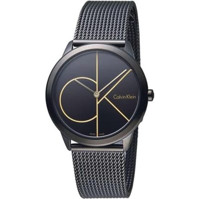 Montre à Quartz Calvin Klein Bracelet en Acier Inoxydable 35mm Cadran Noir Étanche 30M Montres pour Femme Argent K3M224X1 Regular Watch Box,Black Dial black