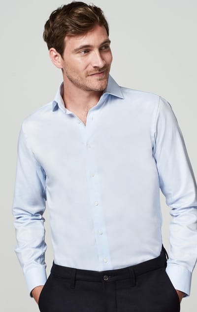 Michaelis business overhemd Slim Fit lichtblauw geprint strijkvrij