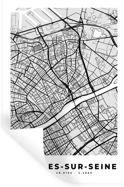 Muurstickers - Sticker Folie - Asnières-sur-Seine - Plattegrond - Frankrijk - Kaart - Stadskaart - 20x30 cm - Plakfolie - Muurstickers Kinderkamer - Zelfklevend Behang - Zelfklevend behangpapier - Stickerfolie