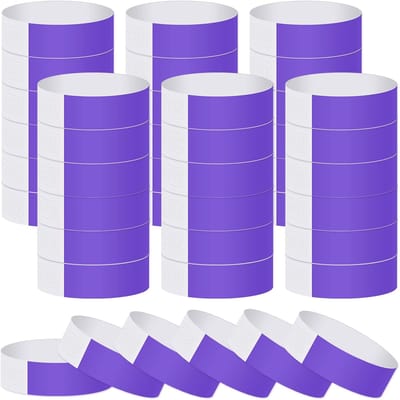 Thijox - 400 Stuks Neon Papieren Polsbandjes Paars - Waterdichte Armbanden voor Evenementen, Feesten, Concerten - Lichtgewicht Synthetisch Papier - Ze