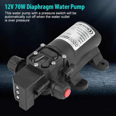 DC 12V 0.9Mpa 6L/min Water Hoge Druk Membraan 70W Zelfaanzuigende Pomp