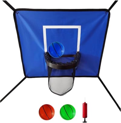 Trampoline Basketbal Set - Bounce Spel - Buiten Spelen - Klaar voor gebruik - 65x55cm - Blauw