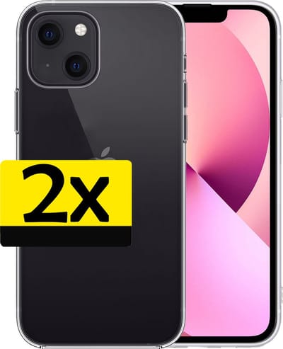Hoesje - 2 Stuks - Geschikt voor Apple iPhone 14 - Sterk & Shockproof - Case Siliconen - Back Cover - Telefoon Hoes - Telefoonhoesjes - Transparant
