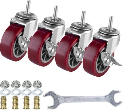 Set van 4 Zwenkwielen met Rem - 3 Inch Draaibaar - Zware Belasting tot 150 kg - PU Wielen voor Werkbank, Meubels en Vloerbescherming