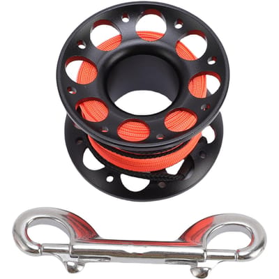 Moulinet de Plongée Sous-Marine à Câble de 15m Moulinet de Ligne de Plongée en Aluminium Aéronautique avec Crochet Double pour Navigation de Plaisance Extérieure Marine Black