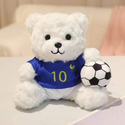 20cm Voetbalspel Teddybeer Pluche Speelgoed Gevuld Zittende Landen Gekleed Bruin Wit Dier Pluche Knuffel Mascotte Souvenir Cadeau 20cm