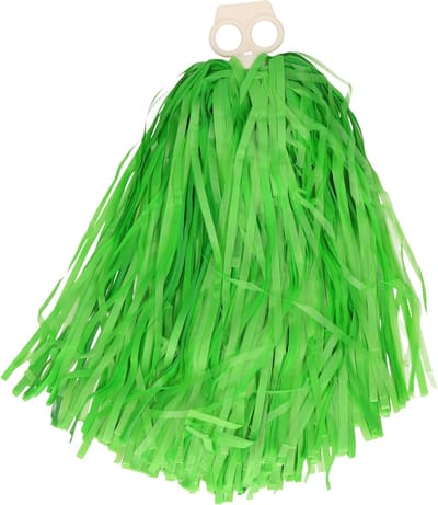 Cheerballs/pompoms - 1x - groen - met franjes en ring handgreep - 28 cm