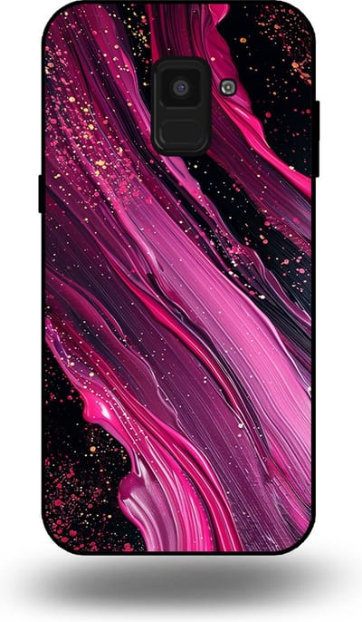 Smartphonica Telefoonhoesje geschikt voor Samsung Galaxy A8 2018 met marmer opdruk - TPU backcover case marble design - Paars Roze geschikt voor Samsung Galaxy A8 2018