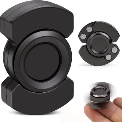 Fidget Spinner - 3-in-1 Fidget Toy - Fidget spinner, slider en pusher - Roestvrijstalen lager - Superstabiele rotatie - Verlicht stress, verbetert de focus, helpt bij het doorbreken van slechte gewoonten - Kerstfeestcadeau - Zwart