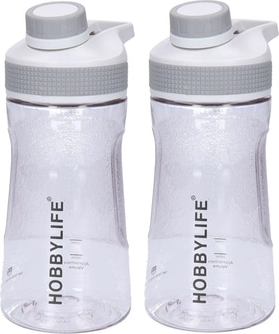 B-Home 2x Waterfles / drinkfles / sportfles Aquamania - lichtgrijs - 530 ml - kunststof - bpa vrij - lekvrij - Stijlvolle fles