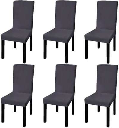 Stoelhoes Elastisch - Set van 6 stuks - Universele Stoelhoezen voor Eetkamerstoelen - Antraciet Grijs - Stretch Stoelhoes Kreukvrij - Wasbaar - 160 g/m² - Voor Modern Interieur & Feestdagen