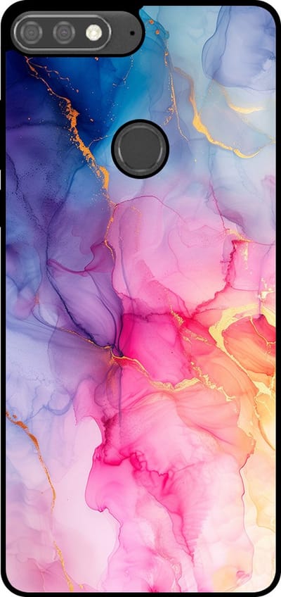 Smartphonica Telefoonhoesje Geschikt voor Huawei Y7 Prime (2018) met marmer opdruk - TPU backcover case marble design - Regenboog geschikt voor Huawei Y7 (2018)