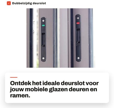 Dailygoods- Deurslot Dubbelzijdig - Roestvrij Stalen Behuizing - Voor Glazen Deuren/Ramen - Eenvoudige Installatie - 2 Sleutels - Modern Ontwerp - Haakslot