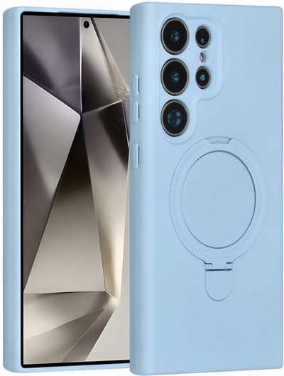TUNIQ telefoonhoesje voor Samsung Galaxy S24 Ultra - MagSafe met ringstand - Babyblauw