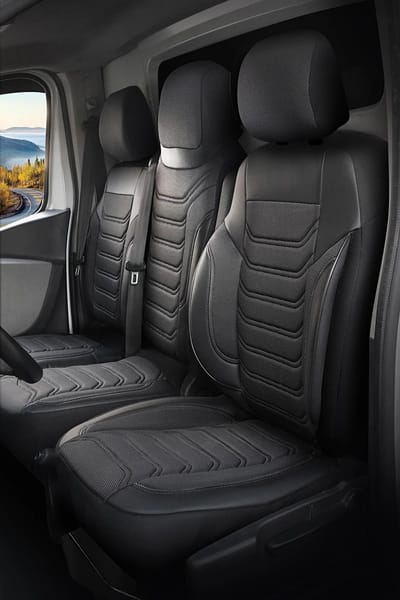 Stoelhoezen Fiat Talento 2016 - 2020 – Florida Zwart/grijs – perfecte pasvorm – jacquard stof – slijtvast – eenvoudig te monteren – set voor Stoel/Bank-met splitsing in zitting en rugleuning van duobank