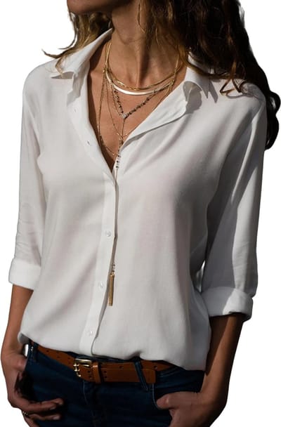 Elegante Dames Blouse - Linnen - Wit - Mode - Fashion - Zomer - Vrouwen