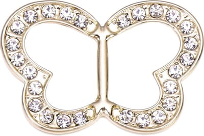 Fako Bijoux® - Sjaalklem - Sjaal Klem - Sjaal Ring - Vlinder Strass - 39x27mm - Goudkleurig