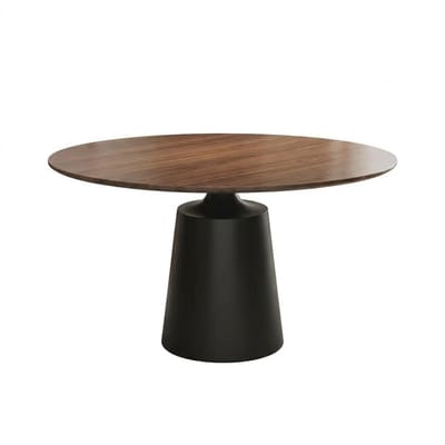 Ronde Eettafel 150 cm - Ronde eettafel 6-8 personen - Massief Hout & Carbonstaal - Retro Design - Industrieel en Modern Interieur - Robuust Zwart Onderstel - Duurzaam & Praktisch - Grote Eetkamertafel Hout - Ronde Keukentafel