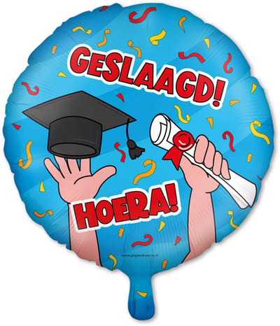 LUQ – Hoera Geslaagd Folieballon – 46 cm – Luxe Graduation Party Decoratie – Afstudeer Feest Versiering – Helium Ready