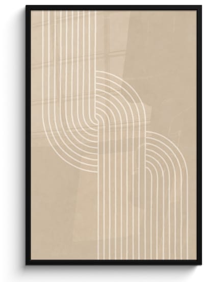 Poster in lijst - Fotolijst 80x120 cm - Posters - Parallelle lijnen - Lichte textuur - Beige - Posterlijst zwart - Decoratie - Wanddecoratie woonkamer - Muurdecoratie slaapkamer