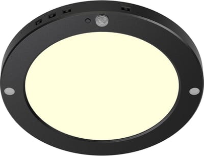 LED Plafondlamp met Bewegingssensor + Dag en Nacht Sensor - 18W - Warm Wit 3000K - 360° Zichthoek - Opbouw/Inbouw - Rond - Mat Zwart