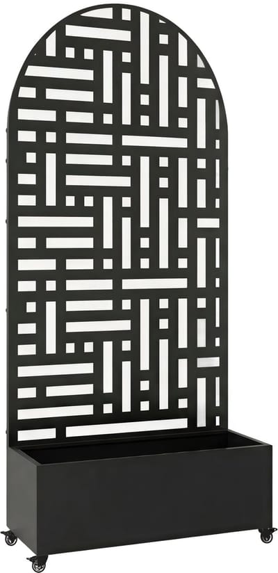 Plantenbak met privacyscherm Bernalda 190x82x38 cm zwart casa.pro