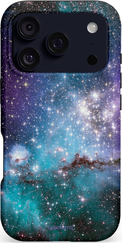 Casetastic hoesje geschikt voor Apple iPhone 17 Pro - MagSafe - Dubbellaagse bescherming - Nebula nachtdroom - Fashion Case - Donkergrijs Petrol Grijs Lavendel