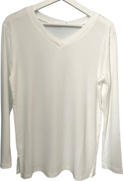 ASTRADAVI Casual Wear - Dames V-Hals Blouse - Trendy Top met Lange Mouwen - Off-White / Large
