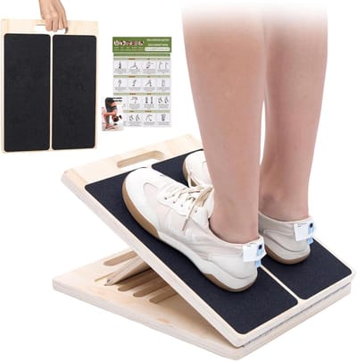 Houten Kuitstretcher - Schuine Plank - Kuitspier Rekken - 5 Verstelbare Hoeken - 40 x 30 x 4 cm - Houtkleur