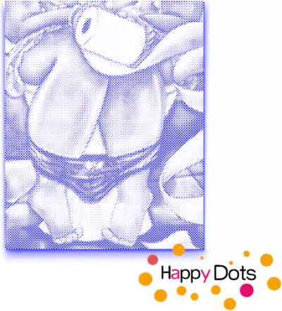 HappyDots DOT Painting Dikke Dames 07 - Toilet 40x50cm - Stippelschilderij Blauw
