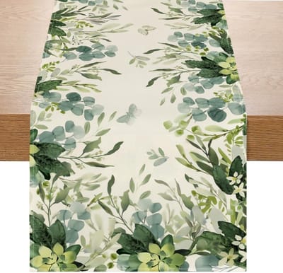 Zomer Tafelloper - Mode Groen Blad voor Keuken Eettafel en Bruiloft - Binnen Buiten Vakantie Party Decoratie - 33 x 180 cm