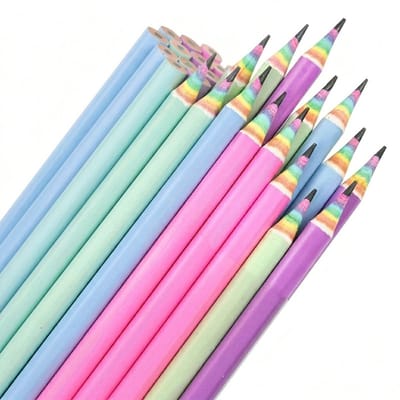 Multicolor regenboog kleurpotloden set 12 stuks houten potloden voor kinderen en volwassenen HB tekenpotloden voor tekenen schetsen en schrijven met kleurrijk design