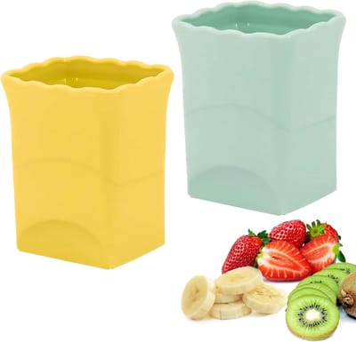 Fruitsnijder - 2 stuks - Groentesnijder - Keukengadget - Fruitmes - Keukenaccessoire - Draagbaar - Multifunctioneel - Fruitsnijderbeker voor aardbeien, eieren, bananen, champignons, komkommers, kiwi's en groentesalades