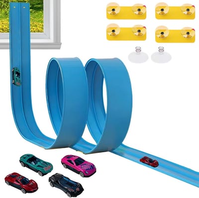 Flexibele Racebaan - Buigzame Baan - Samen Spelen - Met Zuignappen - 45 Meter - Blauw