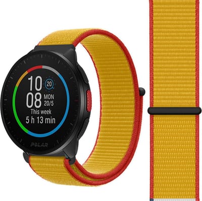 Nylon bandje geschikt voor Polar Ignite / Ignite 2 / Ignite 3 / Unite / Polar Pacer - Duitsland - Geel - Rood