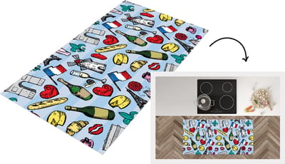 Keukenloper - Loper keuken - Parijs - Patronen - Frankrijk - 120x60 cm - Keukenloper vinyl