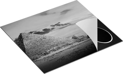 Chefcare Inductie Beschermer Egyptische Piramides in de Woestijn - Zwart Wit - 60x50 cm - Afdekplaat Inductie - Kookplaat Beschermer - Inductie Mat