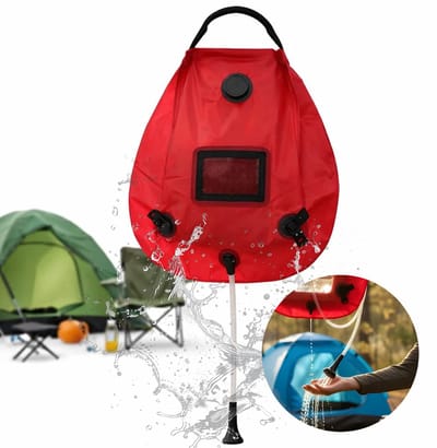 Lomera Campingdouche - Solar Campingdouche - Zonnedouche - Douchezak - Camping Douchezak - Solar Douchezak - Buitendouche - Tuindouche - Outdoor Douche - Draagbare Douche - Campingdouche met Thermometer - Rode Campingdouche