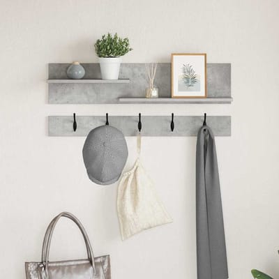 vidaXL - Wandgemonteerde - kapstok - Muurmontage - Beton - Grijs - 90 - x - 15 - x - 36 - cm