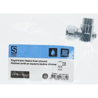 Sanivesk Kogelkraan Haaks Mini Met Schroef Bediening Chroom 12mm X3/8" (knelxbuitendraad)