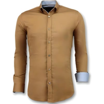 Italiaanse Blanco Overhemden Heren - Slim Fit - 3033 - Bruin