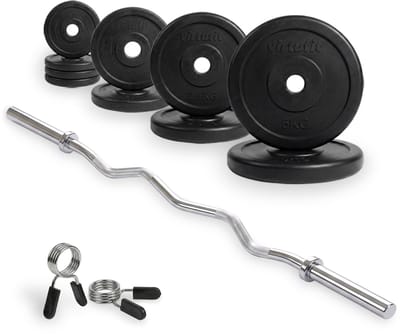 VirtuFit Rubberen Halterset - EZ Curlstang - Veerclip - 30 mm - 25 kg