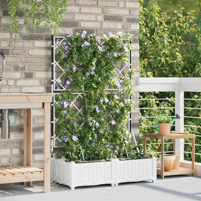 vidaXL - Plantenbak - 2 - st - Wit - 80 - x - 40 - x - 126 - cm - PP