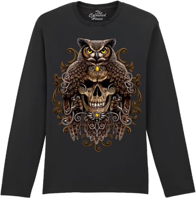 Skull Uil Death Wisdom The Coloured House Longsleeve T-shirt XXL