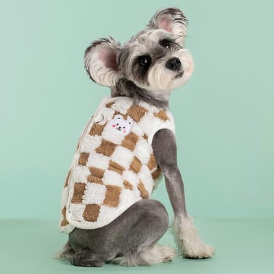 Vêtements d'automne et d'hiver pour chiens, vêtements à carreaux en peluche, gilet épais en velours double, gilet en velours pour chat, vêtements de traction pour animaux de compagnie S
